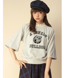 w closet | プリント入り裏毛ラグランプルオーバー(トップス)