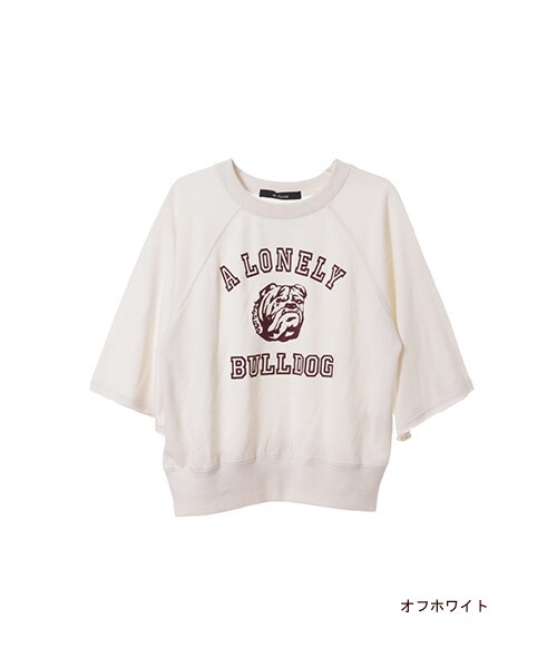 w closet（ダブルクローゼット）の「プリント入り裏毛ラグランプルオーバー（トップス・レディース・オフホワイト/グレー/D.グリーン/ブラック・FREE）」の2枚目の写真