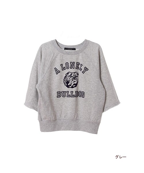 w closet（ダブルクローゼット）の「プリント入り裏毛ラグランプルオーバー（トップス・レディース・オフホワイト/グレー/D.グリーン/ブラック・FREE）」の3枚目の写真