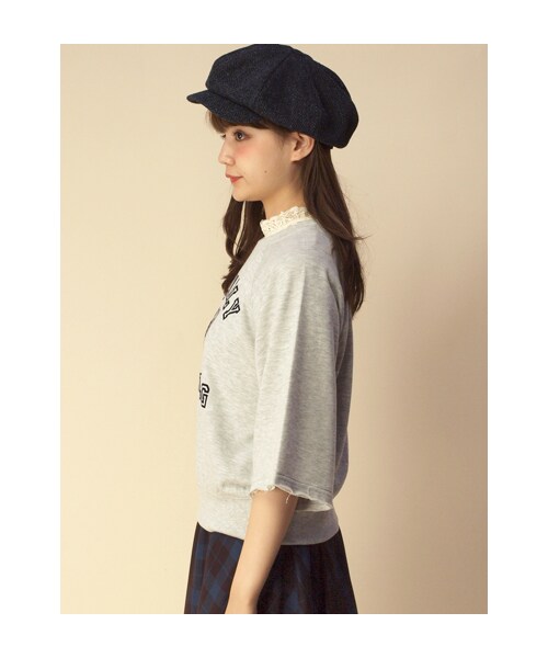 w closet（ダブルクローゼット）の「プリント入り裏毛ラグランプルオーバー（トップス・レディース・オフホワイト/グレー/D.グリーン/ブラック・FREE）」の6枚目の写真