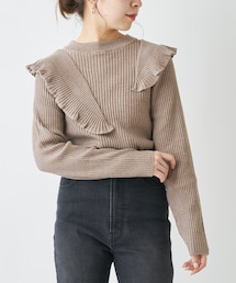 肩フリルリブニット　24AW Chico（チコ）の「肩フリルリブニットトップス（ニット/セーター
