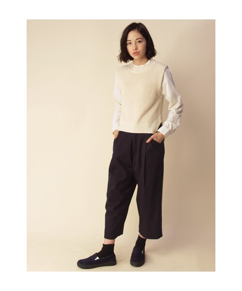 w closet(ダブルクローゼット)の「両畦編みハイネックニットベスト(トップス・レディース・オフMIX/ベージュMIX/ネイビーMIX・FREE)」の10枚目の写真