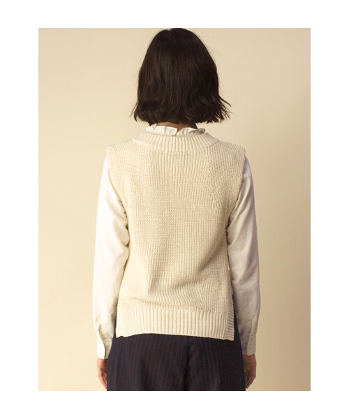 w closet(ダブルクローゼット)の「両畦編みハイネックニットベスト(トップス・レディース・オフMIX/ベージュMIX/ネイビーMIX・FREE)」の6枚目の写真