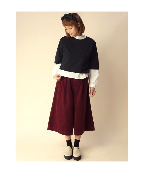 w closet（ダブルクローゼット）の「16Wコーデュロイミモレ丈ワイドパンツ（パンツ・レディース・ライトサックス/ワイン/ブラック・FREE）」の11枚目の写真