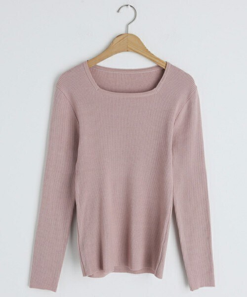 DHOLIC（ディーホリック）の「スクエアネックリブニット（ニット/セーター・レディース・ベージュ/ピンク/ブルー・ONESIZE）」の3枚目の写真