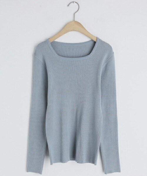 DHOLIC（ディーホリック）の「スクエアネックリブニット（ニット/セーター・レディース・ベージュ/ピンク/ブルー・ONESIZE）」の2枚目の写真