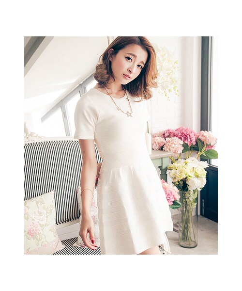 gracegift(グレースギフト)の「甜蜜序曲 韓國針織娃娃洋裝(ワンピース/ドレス・レディース・白・F)」の5枚目の写真