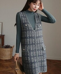 DHOLIC | ニット&ツイード調ワンピースSET(ワンピース)