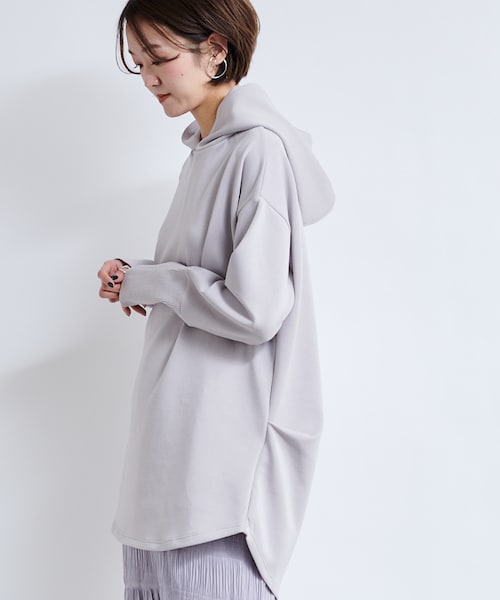 DouDou（ドゥドゥ）の「ニットドッキングパーカー（Tシャツ/カットソー・レディース・オフホワイト/グレージュ/ブルー・F）」の2枚目の写真