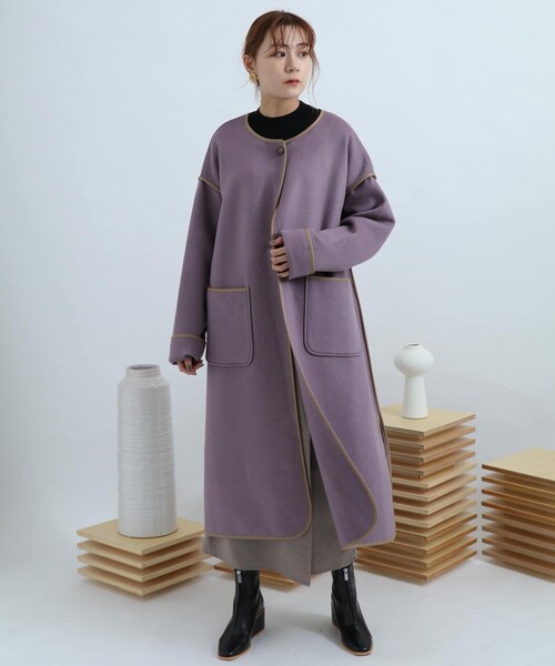 専用です　パイピングコート入り♫カジュアル系お洋服セット ベージュ Kastane】パイピングコート×ボアベストSET | OUTLET(アウトレット