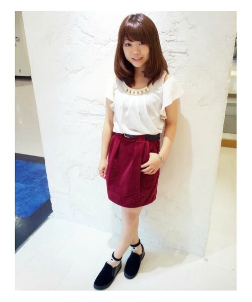 PAGEBOY（ページボーイ）の「【non-no11月号掲載】ベルト付きコーデュロイコクーンスカート（スカート・レディース・アイボリー/イエロー/グリーン/ネイビー/ラベンダー・S/M）」の17枚目の写真