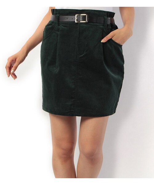 PAGEBOY（ページボーイ）の「【non-no11月号掲載】ベルト付きコーデュロイコクーンスカート（スカート・レディース・アイボリー/イエロー/グリーン/ネイビー/ラベンダー・S/M）」の2枚目の写真