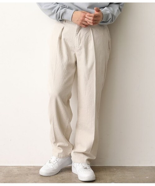 JUNRED(ジュンレッド)の「【セットアップ対応】シャーベットコーデュロイワンタックワイド(パンツ・メンズ・ベージュ/サックス/オフホワイト・S/M/L)」の1枚目の写真