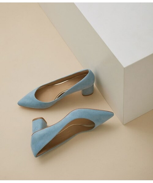 ADAM ET ROPE'（アダムエロペ）の「ブロックヒールボロネーゼパンプスカラー（シューズ・レディース・ブルー/カーキ・23.5/24.5/23.0/22.5/24.0/25.0）」の2枚目の写真