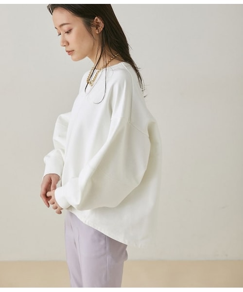 ADAM ET ROPE'(アダムエロペ)の「コクーン裏毛プルオーバー(トップス・レディース・ホワイト/ピンク/イエロー系・F)」の1枚目の写真