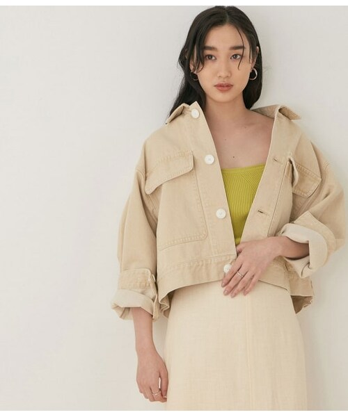 ADAM ET ROPE'（アダムエロペ）の「ニットベアトップ（トップス・レディース・クリーム/ブラック/キミドリ・F）」の2枚目の写真