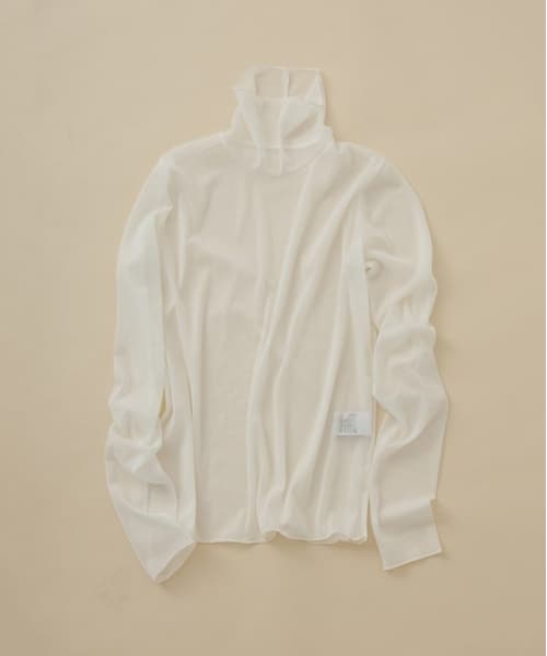 ADAM ET ROPE'（アダムエロペ）の「シアーメローシフォンタートル（トップス・レディース・ブラック/ホワイト/ベージュ系/キミドリ/サックス・F）」の2枚目の写真