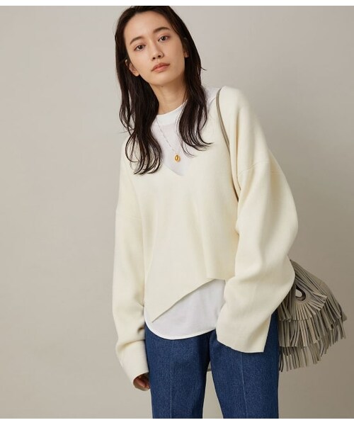 ADAM ET ROPE'(アダムエロペ)の「【セットアイテム】ロンT付きスムースチュニック(トップス・レディース・ホワイト/ベージュ・F)」の1枚目の写真