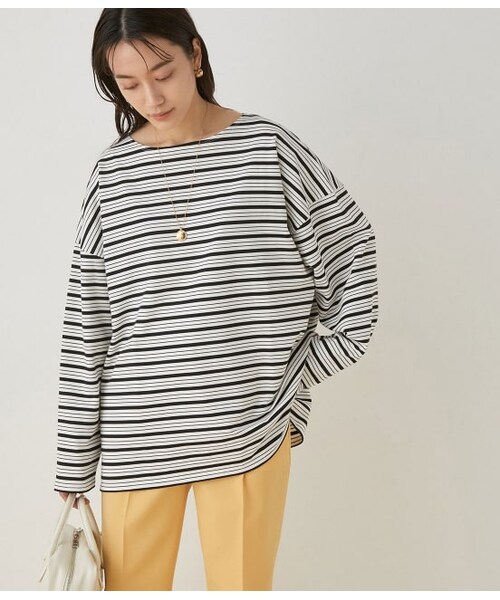 ADAM ET ROPE'(アダムエロペ)の「【WEB限定】BIGボーダープルオーバー(トップス・レディース・ブラック系/ホワイト系/ネイビー系・F)」の1枚目の写真