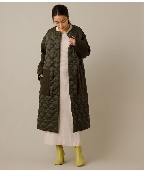 ADAM ET ROPE'（アダムエロペ）の「キルティングメルトンコート（ジャケット/アウター・レディース・ブラック/カーキ・F）」の2枚目の写真