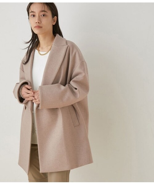 ADAM ET ROPE'（アダムエロペ）の「テーラードジャケットコート（ジャケット/アウター・レディース・ブラック/ベージュ系/ラベンダー・36/38）」の2枚目の写真