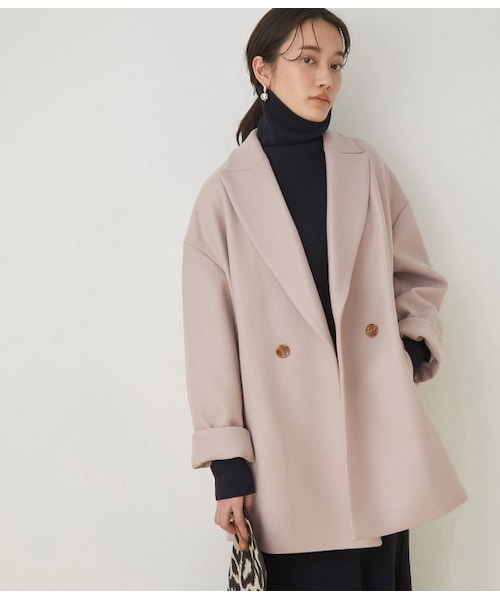 ADAM ET ROPE'（アダムエロペ）の「テーラードジャケットコート（ジャケット/アウター・レディース・ブラック/ベージュ系/ラベンダー・36/38）」の3枚目の写真