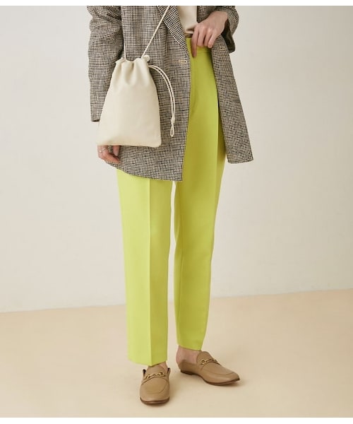 ADAM ET ROPE'(アダムエロペ)の「スリムスラックス(パンツ・レディース・ライトグリーン/オレンジ系/サックス・34/38/36)」の1枚目の写真