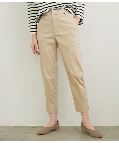 ROPE' PICNIC（ロペピクニック）の「【撥水加工】綿サテンパンツ（パンツ・レディース・オフホワイト/ライトグリーン/ベージュ/ブラック・40/38/36）」の3枚目の写真