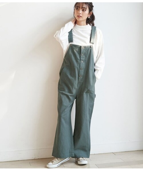 ROPE' PICNIC（ロペピクニック）の「【Dickies】ツールポケットオーバーオール（オールインワン・サロペット・レディース・ターコイズ/ブラック/オフホワイト・38）」の3枚目の写真