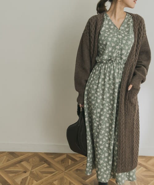 URBAN RESEARCH（アーバンリサーチ）の「復古印花洋裝（ワンピース/ドレス・レディース・薄荷綠/炭灰色・FREE）」の11枚目の写真