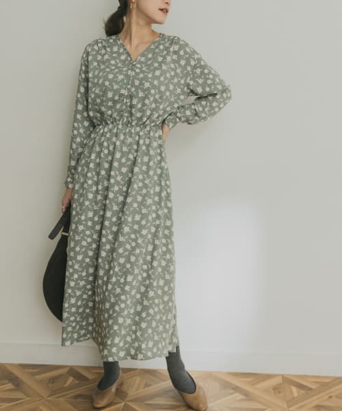 URBAN RESEARCH（アーバンリサーチ）の「復古印花洋裝（ワンピース/ドレス・レディース・薄荷綠/炭灰色・FREE）」の12枚目の写真