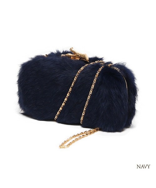 MURIEL&MERCURIA(マリエルアンドマキュリア)の「ラビットファークラッチバッグ(クラッチバッグ・レディース・GRAY/NAVY・F)」の2枚目の写真