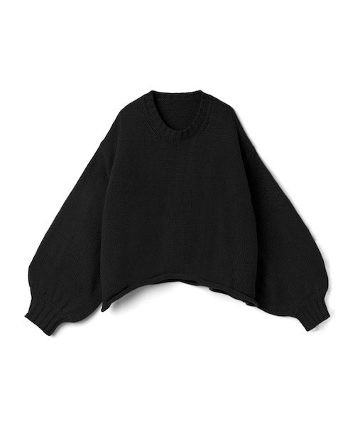 GRL（グレイル）の「ラウンドヘムショート丈ニットトップス（ニット/セーター・レディース・アイボリー/オフベージュ/ブラック・F）」の2枚目の写真