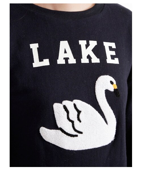 E hyphen world gallery（イーハイフンワールドギャラリー）の「・スワン刺繍スエットプルオーバー（カットソー・レディース・アイボリー/杢グレー/ダークネイビー・F）」の7枚目の写真