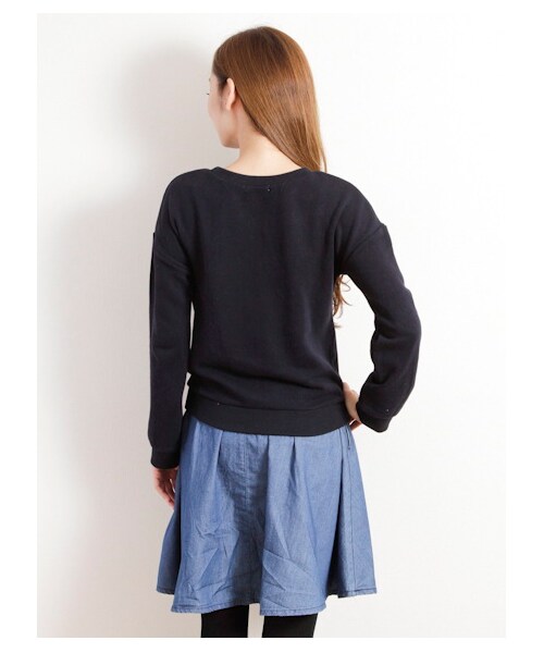 E hyphen world gallery（イーハイフンワールドギャラリー）の「・スワン刺繍スエットプルオーバー（カットソー・レディース・アイボリー/杢グレー/ダークネイビー・F）」の6枚目の写真