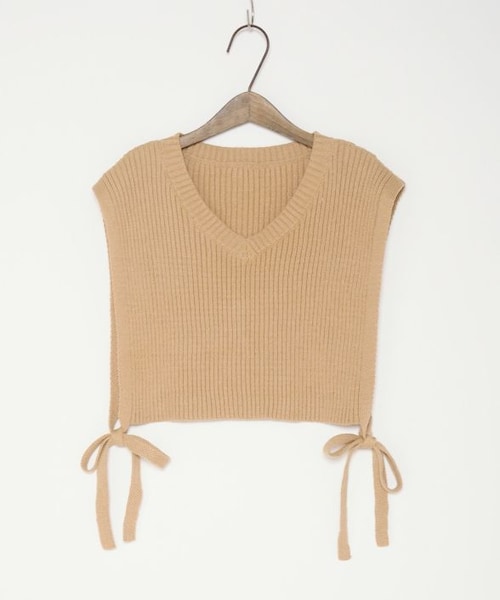 Crisp（クリスプ）の「リブリボンニットベスト[c1k2883]（ベスト・レディース・ベージュ/ブラウン・FREE）」の3枚目の写真