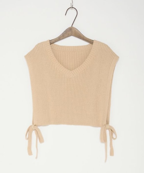 Crisp（クリスプ）の「リブリボンニットベスト[c1k2883]（ベスト・レディース・ベージュ/ブラウン・FREE）」の4枚目の写真