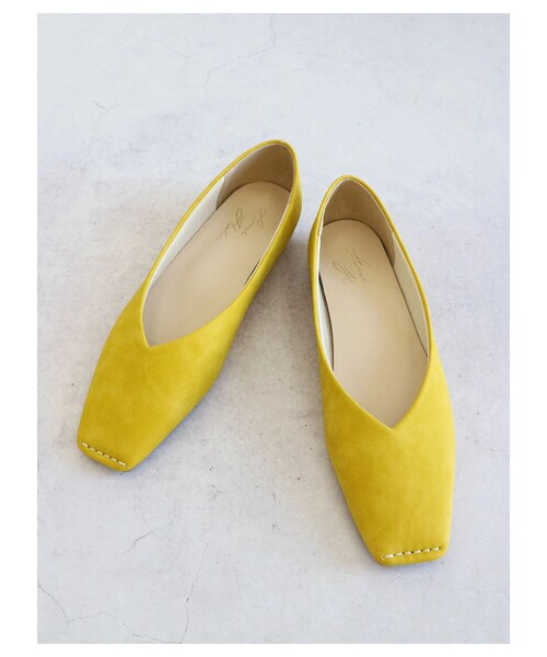 AMERICAN HOLIC（アメリカンホリック）の「【先行予約】ふっくらクッションスクエアステッチフラットシューズ（シューズ・アイボリー/グレー/ブラック/ベージュ/イエロー/ターコイズブルー/ライラック・S/M/L）」の9枚目の写真