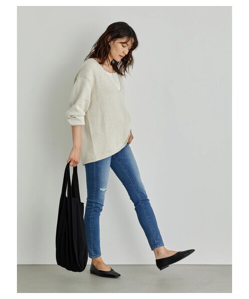 AMERICAN HOLIC（アメリカンホリック）の「【先行予約】ふっくらクッションスクエアステッチフラットシューズ（シューズ・アイボリー/グレー/ブラック/ベージュ/イエロー/ターコイズブルー/ライラック・S/M/L）」の3枚目の写真