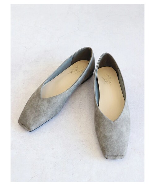 AMERICAN HOLIC（アメリカンホリック）の「【先行予約】ふっくらクッションスクエアステッチフラットシューズ（シューズ・アイボリー/グレー/ブラック/ベージュ/イエロー/ターコイズブルー/ライラック・S/M/L）」の7枚目の写真