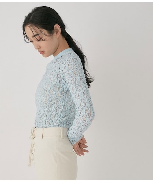 ADAM ET ROPE'（アダムエロペ）の「【YOUNG&OLSEN】別注レースロングスリーブカットソー（トップス・レディース・ホワイト/ベージュ/ブルー系・F）」の3枚目の写真