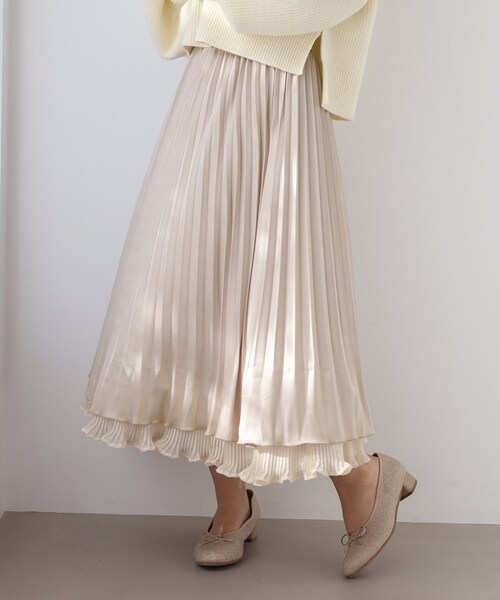 one after another NICE CLAUP（ワンアフターアナザーナイスクラップ）の「リバーシブルスカート（スカート・レディース・ベージュ/ライトグレー/アイボリー/ラベンダー・0）」の4枚目の写真