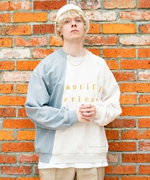 Lui's（ルイス）の「【TAUPE/トープ】 ビューティフルアメリカンコンビスウェット（Tシャツ/カットソー・メンズ）」