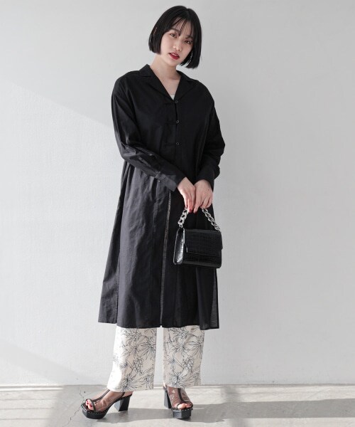 PAGEBOY（ページボーイ）の「【WEB先行予約】シアーボイルチャイナシャツワンピース（ワンピース/ドレス・レディース・オフホワイト/ブラック/グレージュ・F）」の2枚目の写真