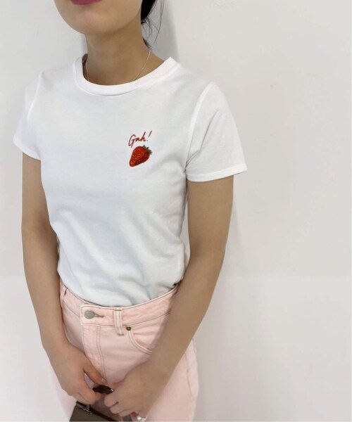 【タグ付き】【LISA SAYS GAH】 ストロベリー エンブロイダリーTEE EDIT. FOR LULU（エディットフォールル）の「【LISA SAYS GAH