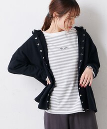 PUAL CE CIN（ピュアルセシン）の「【Du noir】スナップ釦フードカーディガン（カーディガン/ボレロ・レディース）」