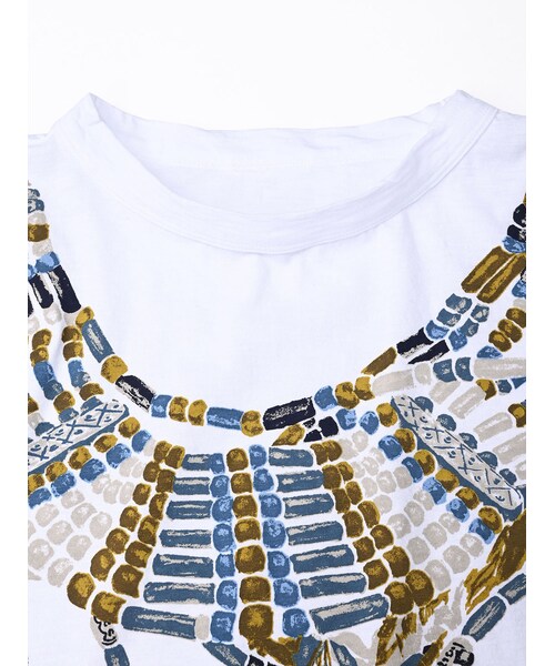 45R ビーズネックレスプリントのビッグスリットTシャツ 45R（フォーティファイブアール）の「ビーズネックレスプリント