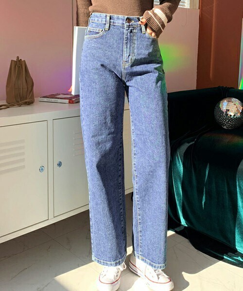 DHOLIC（ディーホリック）の「ハイウエストデニムパンツ（デニムパンツ・レディース・ライトブルーデニム/ディープブルーデニム/ブラック・S/M/L）」の3枚目の写真