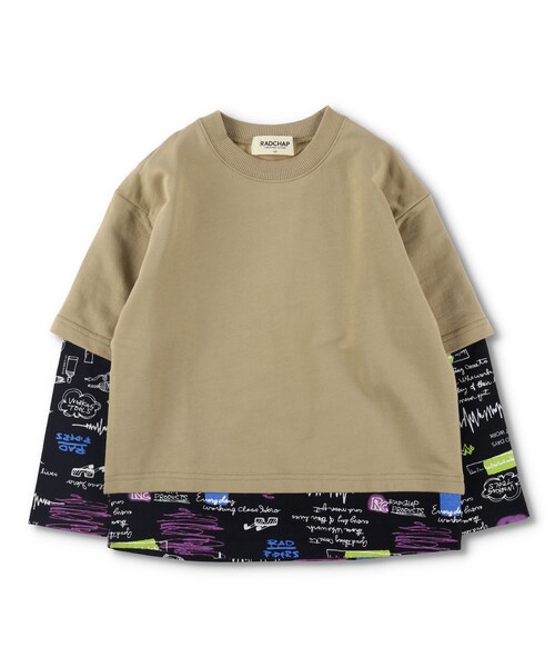 RADCHAP(ラッドチャップ)の「重ね着風トレーナー(スウェット・キッズ・ベージュ/ブルー・90cm~150cm)」の1枚目の写真
