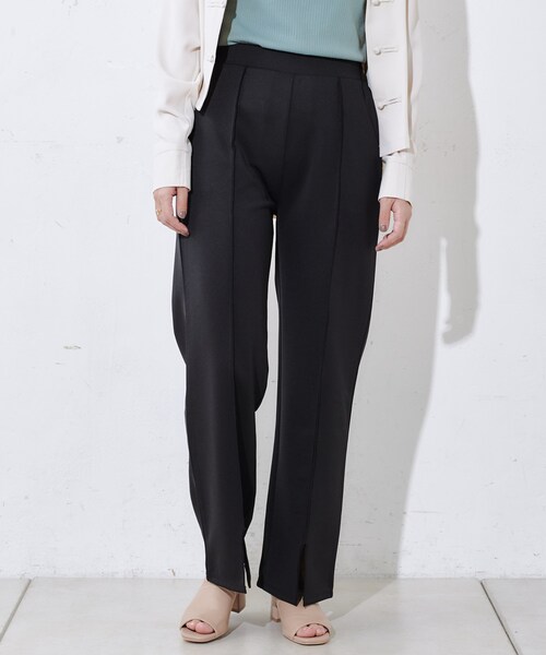 DISCOAT（ディスコート）の「フロントスリットカットパンツ（その他パンツ・レディース・エクリュ/ブラック・F）」の2枚目の写真